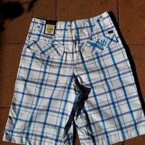 New Tony Hawk Skate Shorts plaid Blue White Sz 29